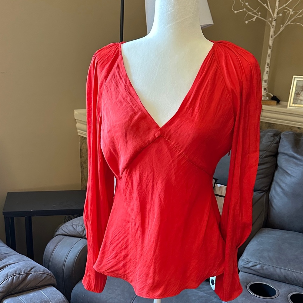 Banana Republic Red V-Neck Blouse